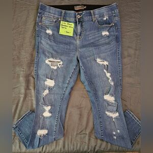 Torrid Blue Distressed Skinny Jeans